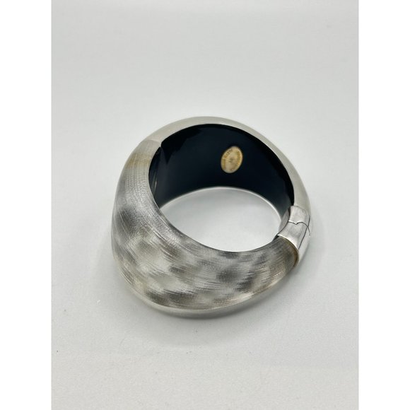 Alexis Bittar Clamper Bracelet Thick Wide Bangle Frosted Lucite Designer Signed - Picture 4 of 13